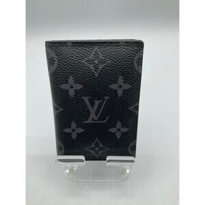 PRE-OWNED Men's Louis Vuitton Card Wallet, about 4x3 in- Black/Gray